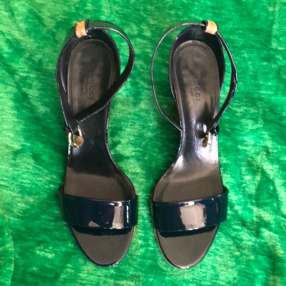 Authentic GUCCI WEDGE SANTANDER ANKLE STRAP